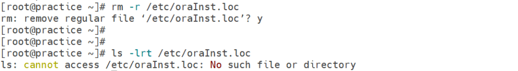 rm -r /etc/oraInst.loc
