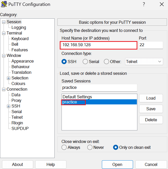 Putty Connection