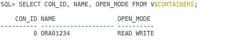 Non Container Database Output