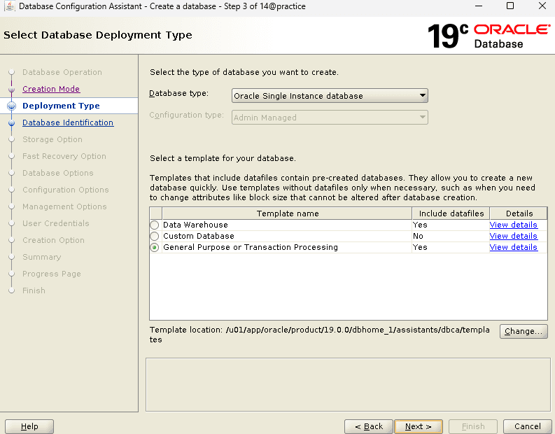 database deployment type