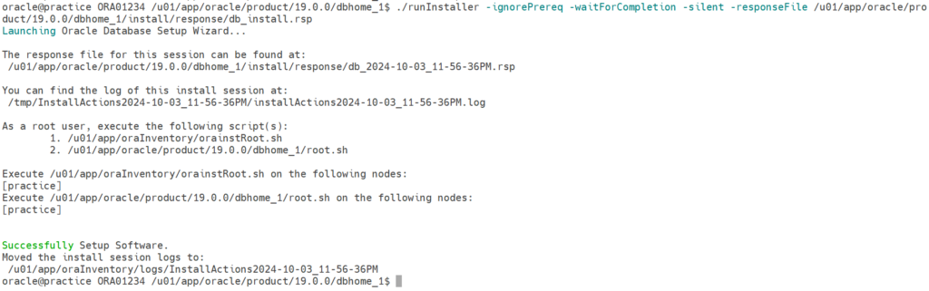 Silent mode Oracle Binary Installation