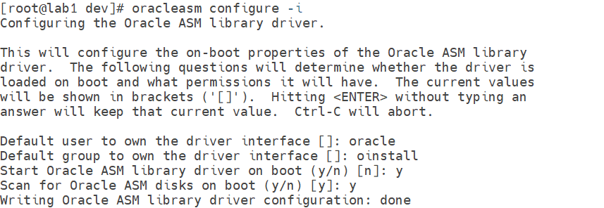 oracleasm configure -i