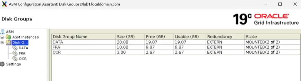 Disk group created