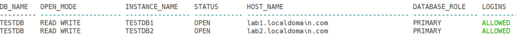 Database and Instance status