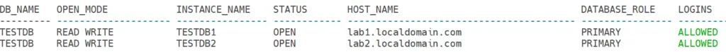 Database and Instance status
