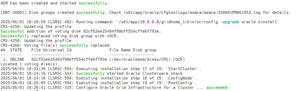 ASM created and Started