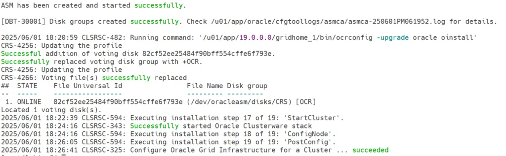 ASM created and Started