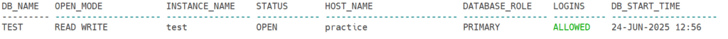 Database statusvafter refresh