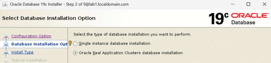 Oracle Real Application Clusters Database Installation