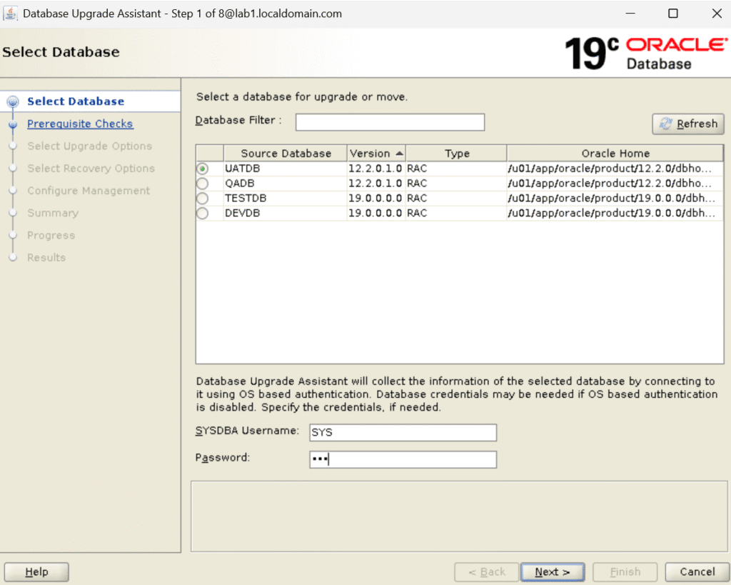 Oracle RAC database upgrade using DBUA