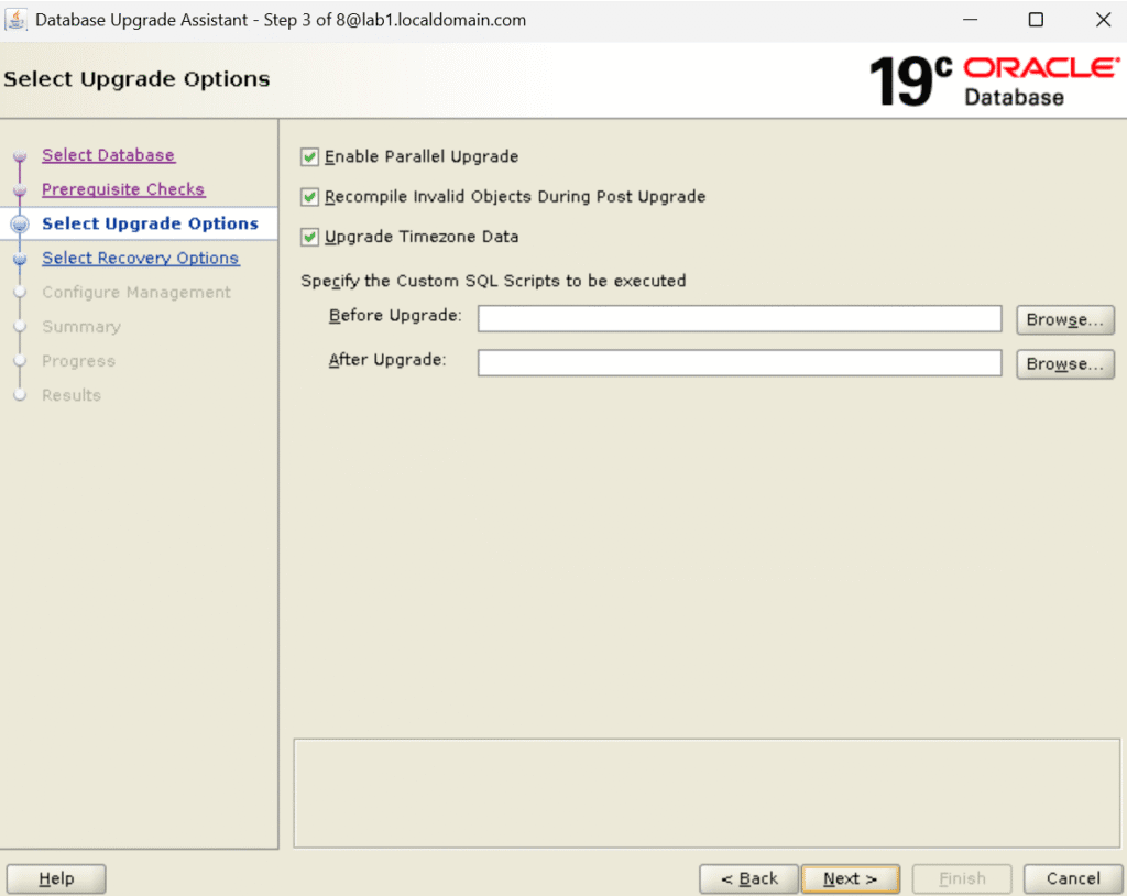Oracle RAC database upgrade