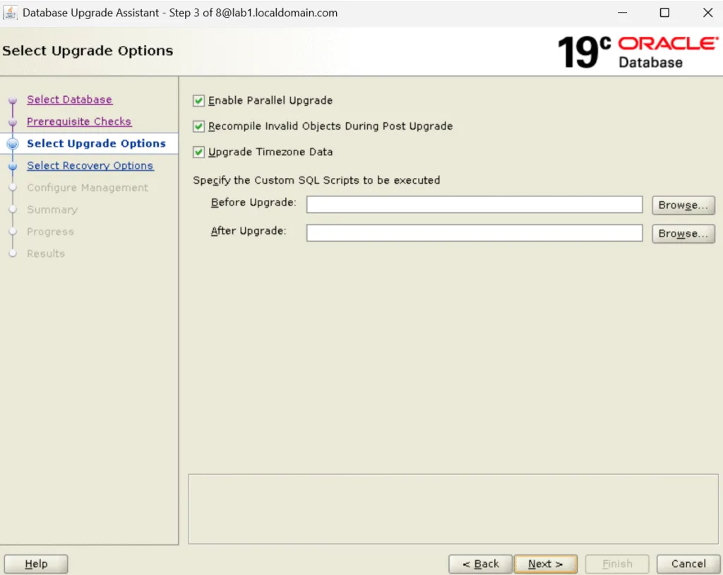 Oracle RAC database upgrade