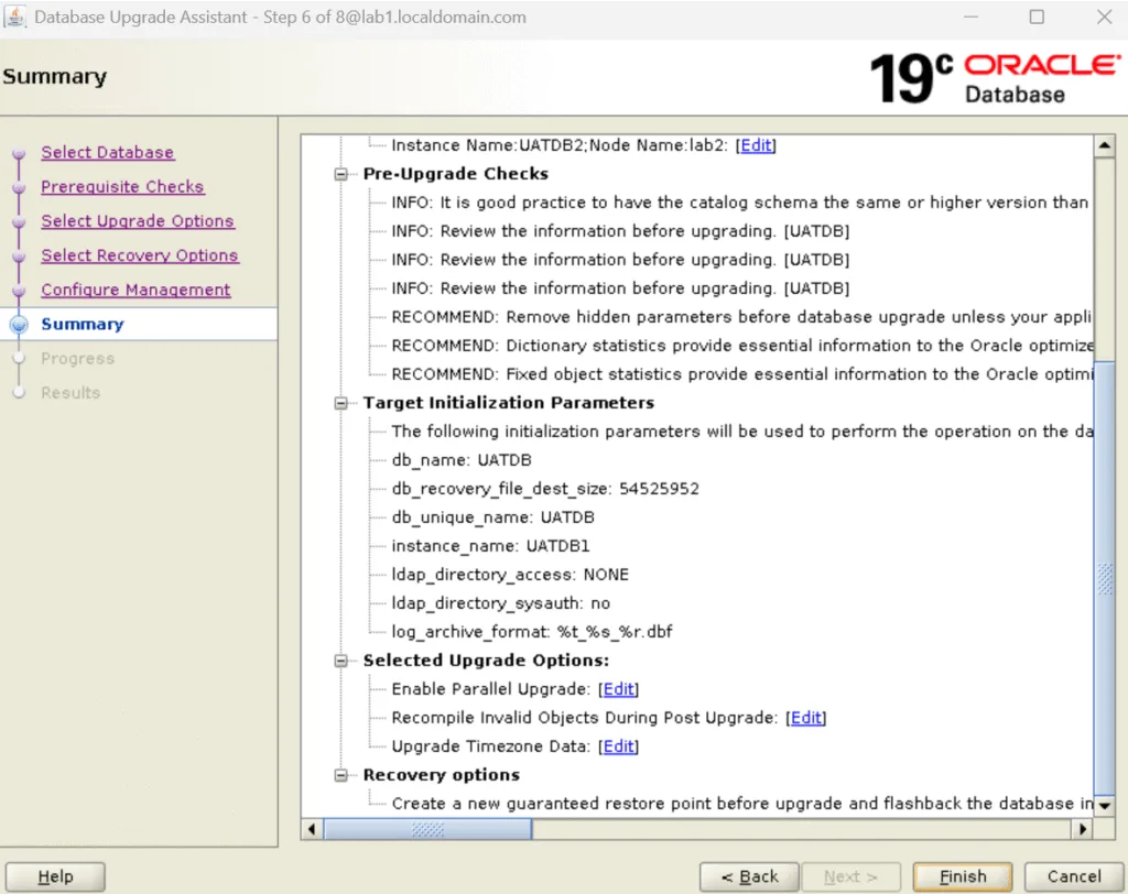 Oracle RAC database upgrade