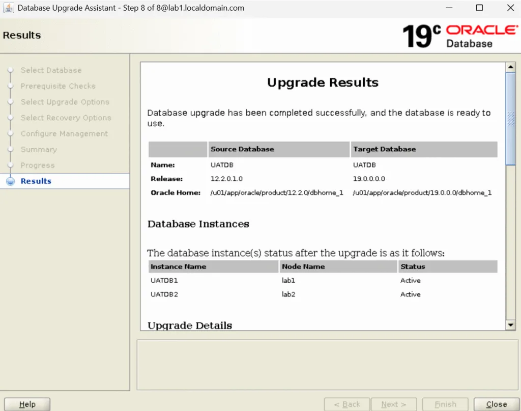 Oracle RAC database upgrade