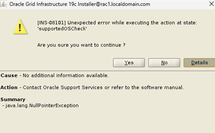 supportedOSCheck error in Oracle Linux 8.10