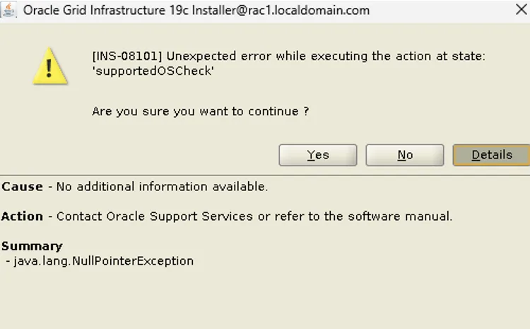 supportedOSCheck error in Oracle Linux 8.10