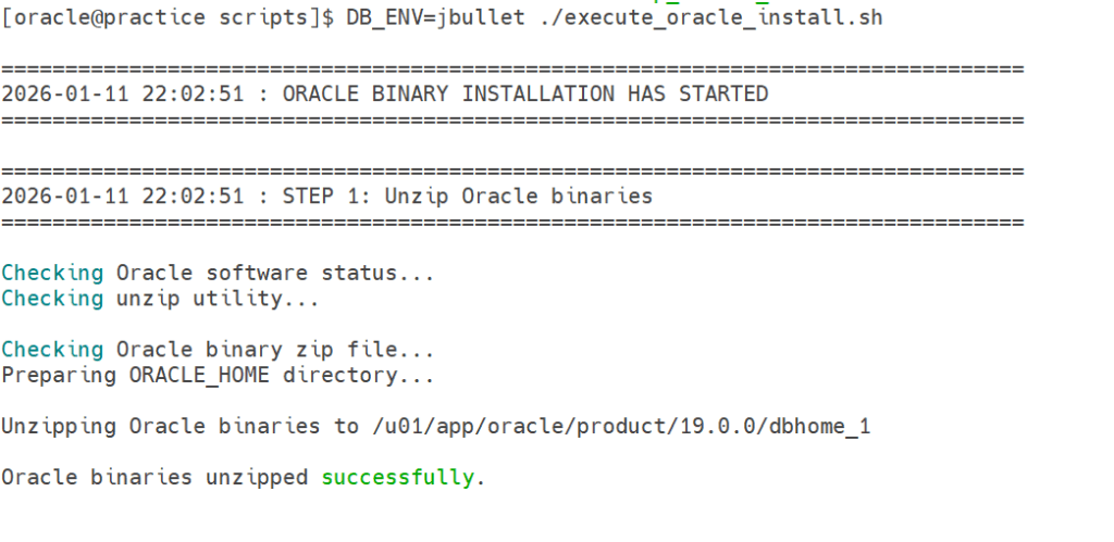 Automated Oracle 19c Binary Installation using shell script