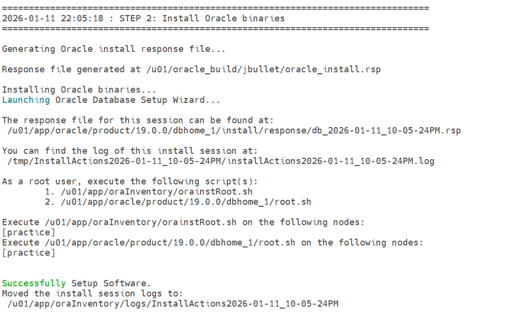 Automated Oracle 19c Binary Installation using shell script