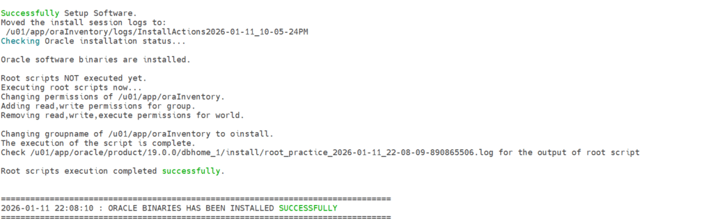 Automated Oracle 19c Binary Installation using shell script