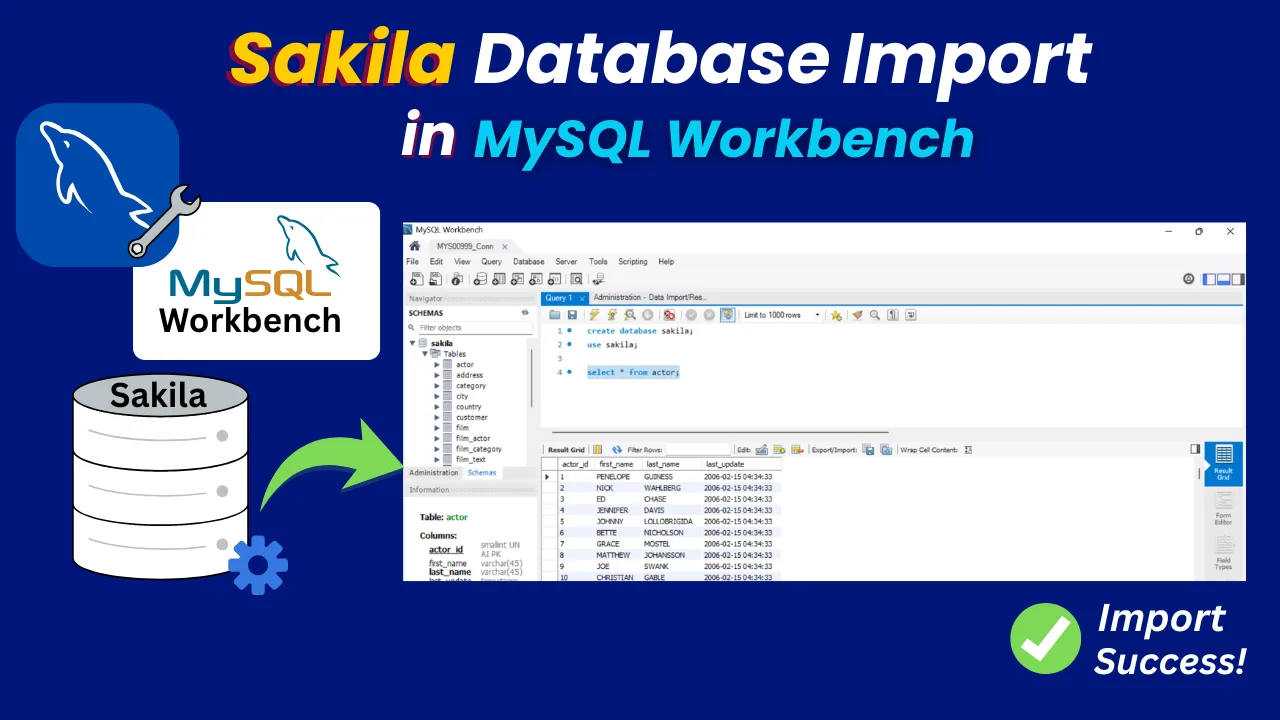 Sakila Database Import in MySQL Workbench