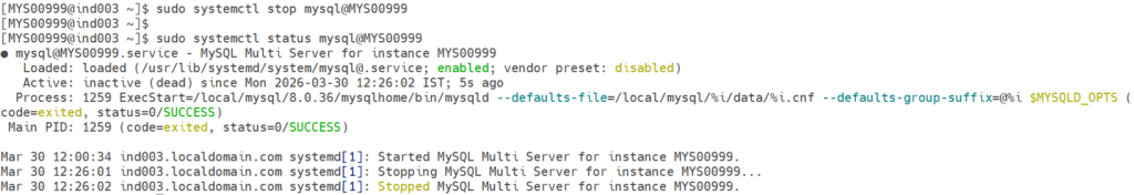 sudo systemctl stop mysql@service.name