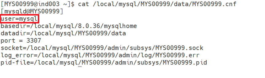 Add MySQL User entry in the configuration file
