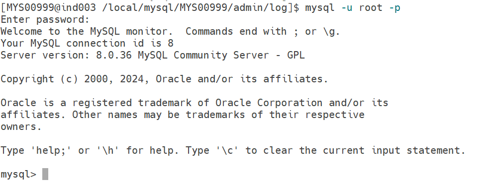 mysql -u root -p