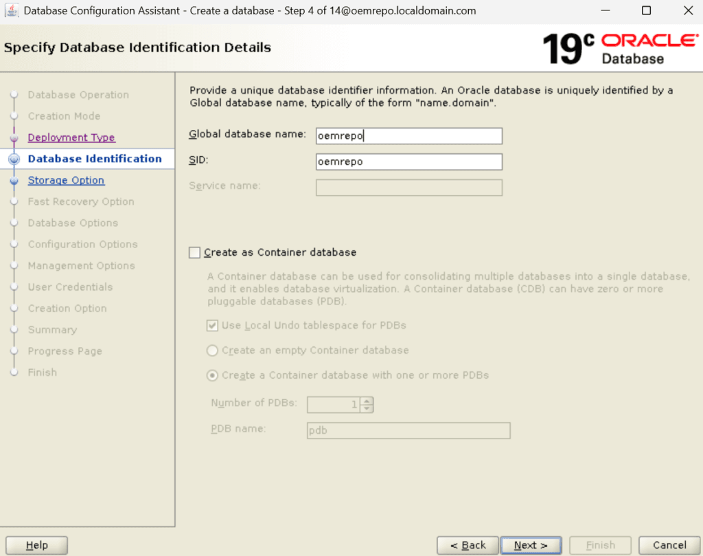 Configure Global Database Name and SID