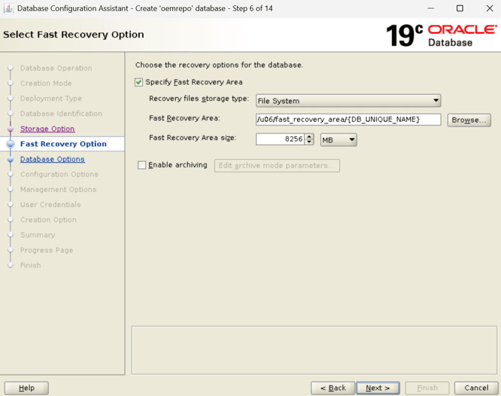 Configure Fast Recovery Option