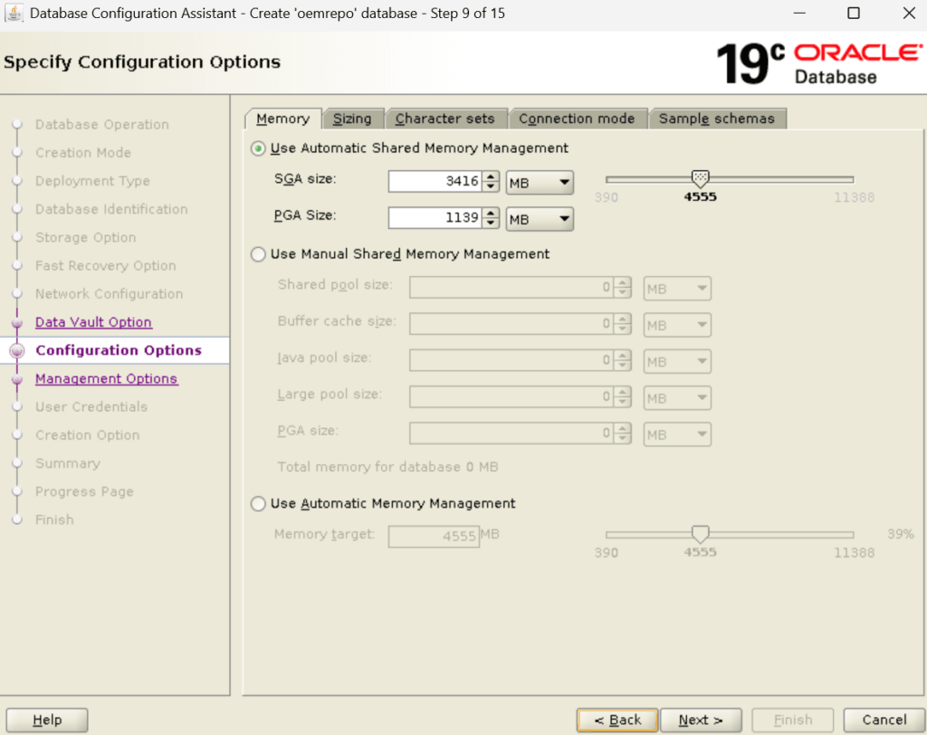 Configure Memory Settings