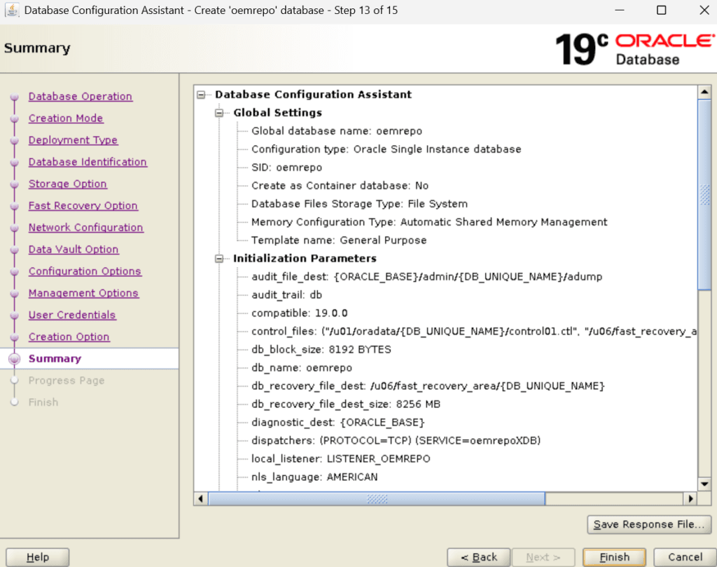 Review Database Configuration
