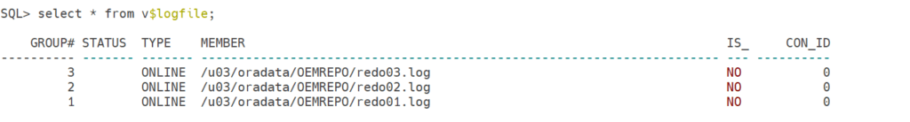 Verify Redo Log Configuration