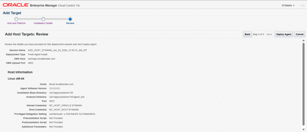 OEM 13c Agent Deployment Using Push Method