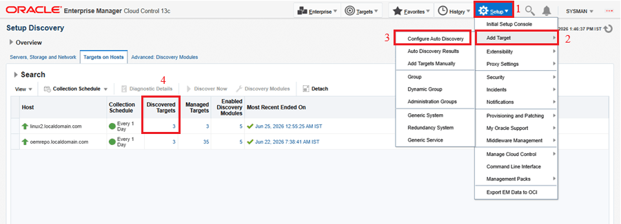 Discovering and Monitoring Targets in OEM 13c