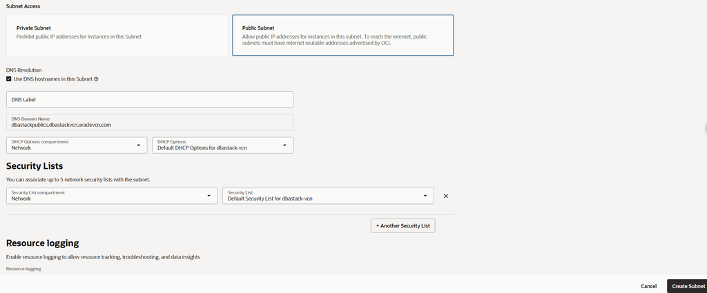 Create the Public Subnet