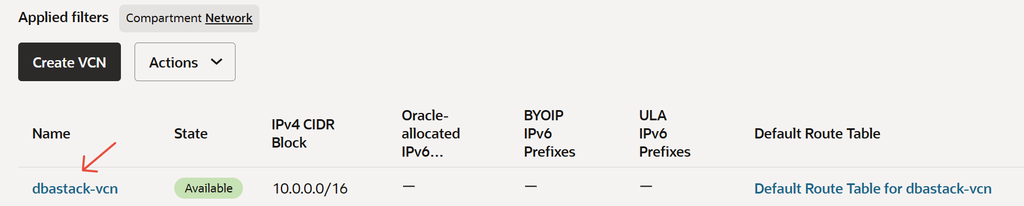 Review and Create VCN